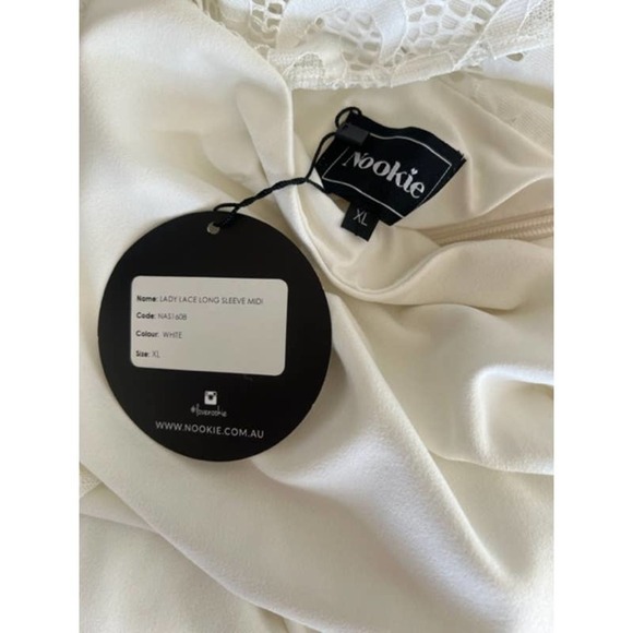 Nookie White Lady Lace Long Sleeve Midi Dress in White - XL - Picture 10 of 10